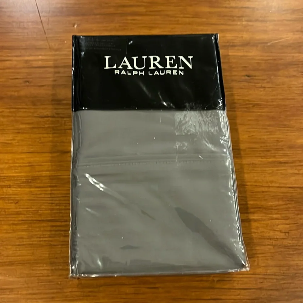 Ralph Lauren Dunham King pillowcase x 2 Charcoal Gray 300ct 21x40 pillow cases